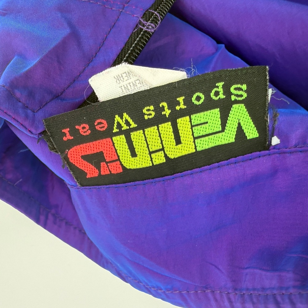 Vintage Venini Surf Gear Windbreaker Jacket Purple Neon One‎ Size 1/4 Zip 90s - Picture 7 of 8